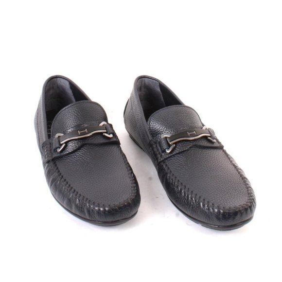 ROBERTO SERPENTINI 54400a Navy Leather Moccasins Loafers Shoes main image 7
